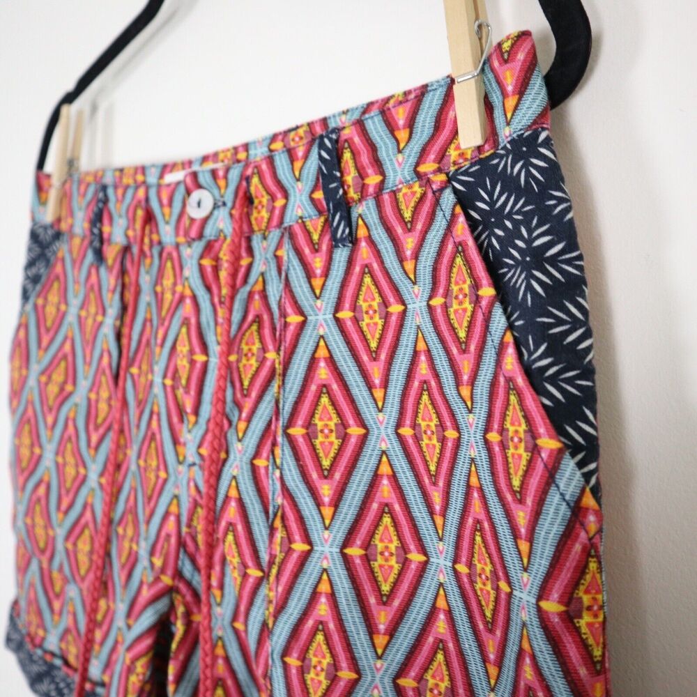 Sundance Size PS Kalini Shorts Cotton Linen Print Multicolor Diamond Cuffed - Picture 3 of 11